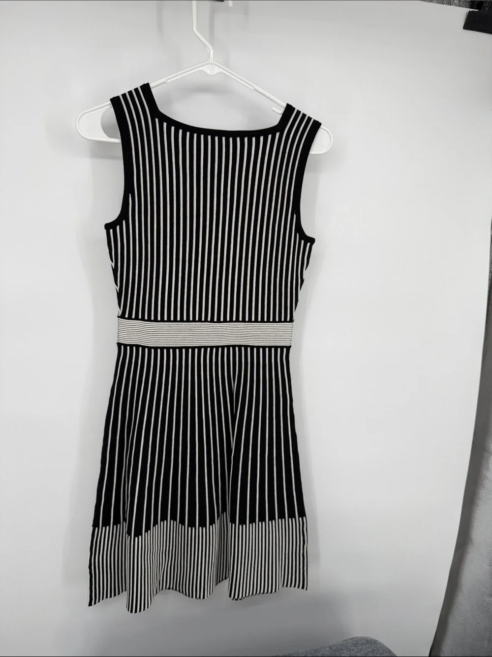 $348 KATE SPADE NY XS BLACK WHITE Stripe Sweater DRESS A Line EXTRA SMALL